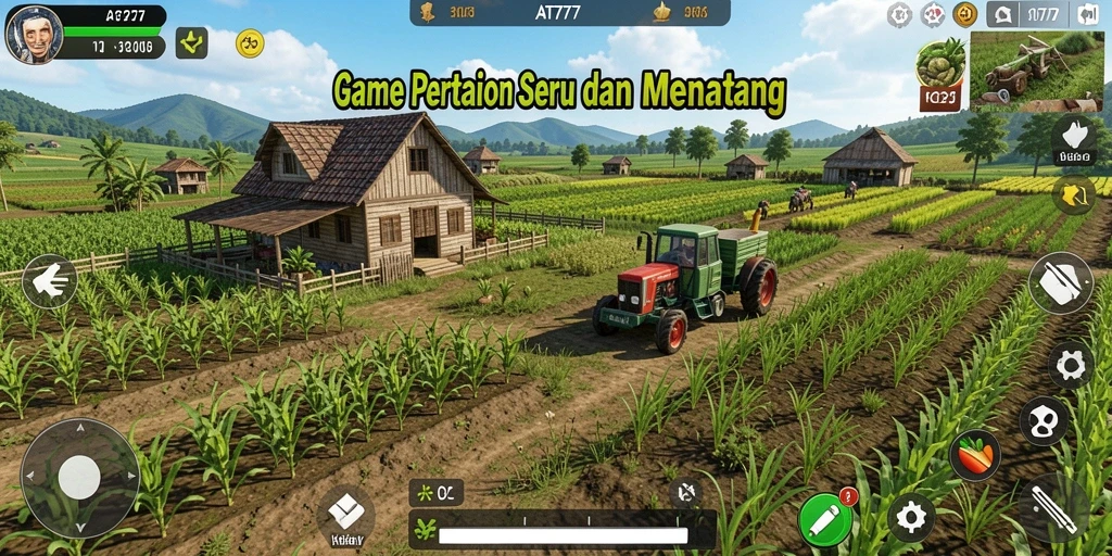 Tampilan gameplay <strong>AT777</strong> yang menarik saat bertani dan memanen.