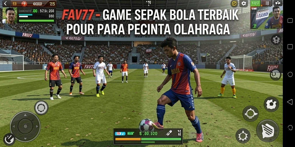Screenshot FAV77 menunjukkan aksi seru dalam permainan sepak bola.