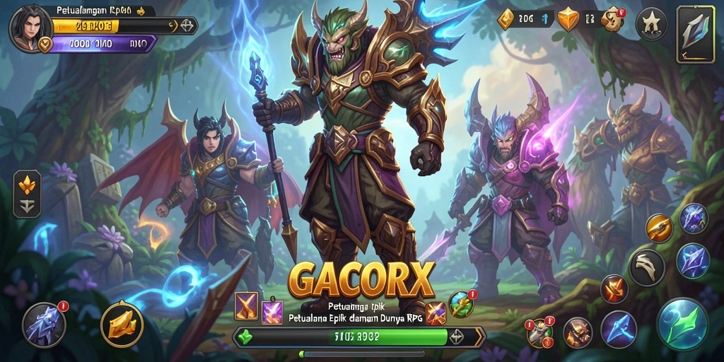 Screenshot GACORX menampilkan pertempuran epik dalam dunia RPG yang memikat.