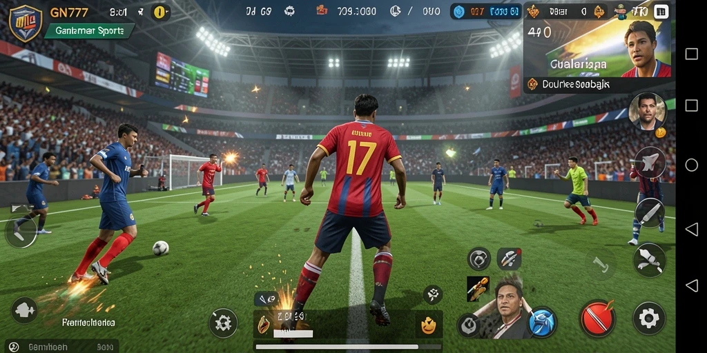 Tangkap layar gameplay GN777 dengan aksi olahraga yang mendebarkan.