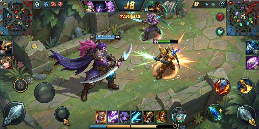 Tampilan gameplay seru dari JKT8 dengan pertarungan tim yang menegangkan.