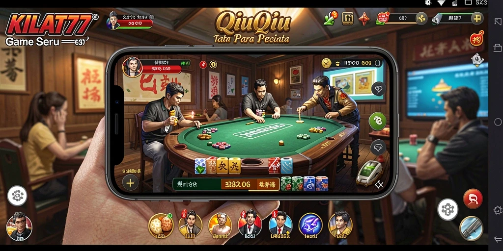 Tampilan gameplay seru dalam KILAT77 yang penuh strategi QiuQiu.