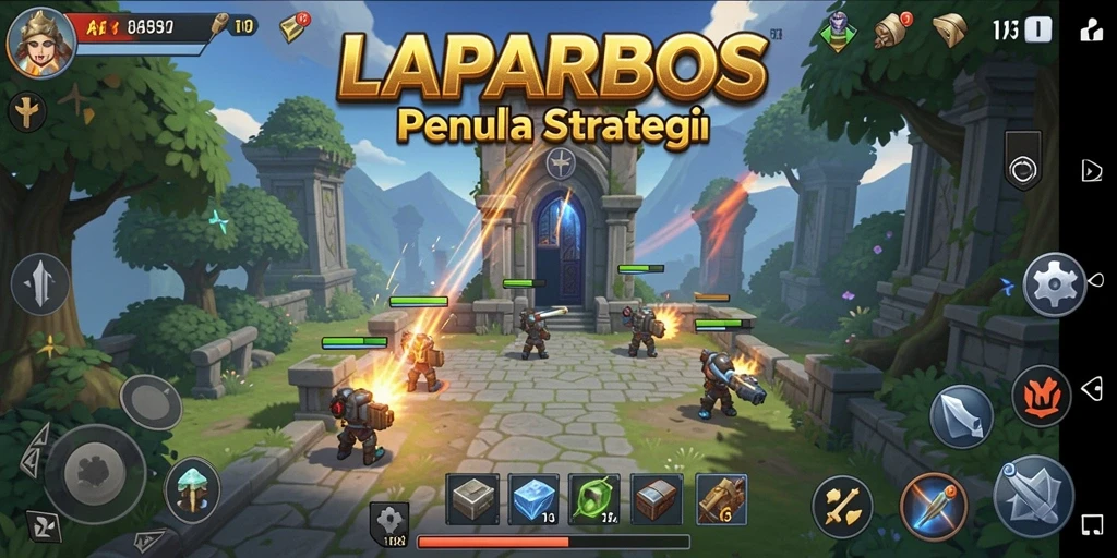 Screenshot utama LAPARBOS menampilkan aksi seru gameplay Tower Defense.