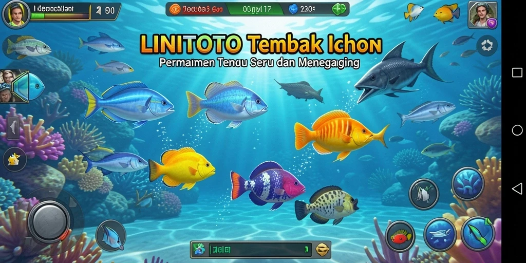 Tangkapan layar gameplay <strong>LINITOTO</strong> menampilkan serunya menangkap ikan dengan berbagai senjata.