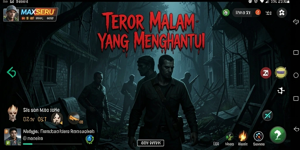Tangkapan layar gameplay MAXSERU menampilkan suasana Horror yang mencekam.