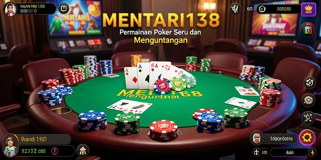 Screenshot menunjukkan gameplay Poker yang intens dan mendebarkan.