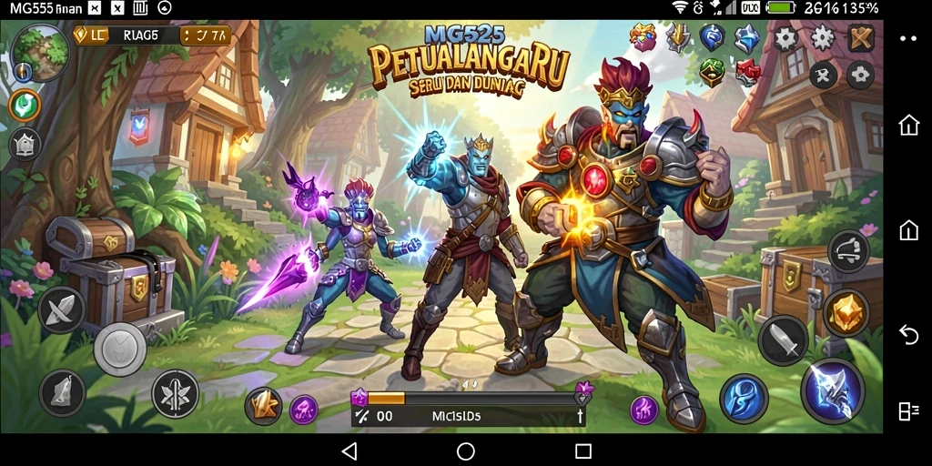 Screenshot gameplay MG525 menampilkan aksi pertempuran seru dalam dunia RPG.