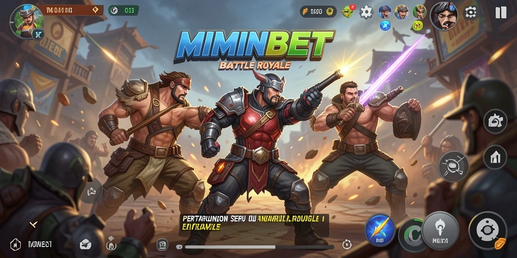 Gameplay MIMINBET menampilkan aksi menegangkan dalam arena Battle Royale.