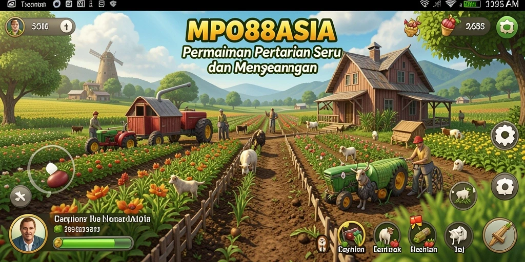 Tangkapan layar gameplay MPO88ASIA menampilkan aktivitas bertani yang seru.
