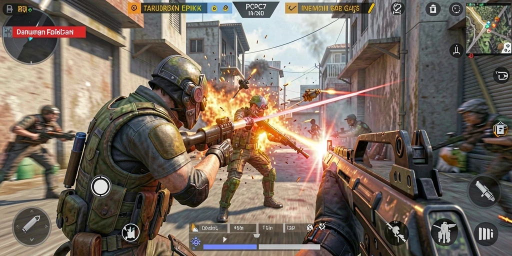 Gameplay PCPC7 yang intens dan menegangkan di tengah pertempuran.