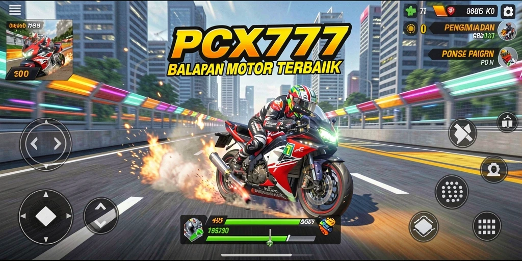 Gameplay seru PCX777 di trek balapan yang menantang.