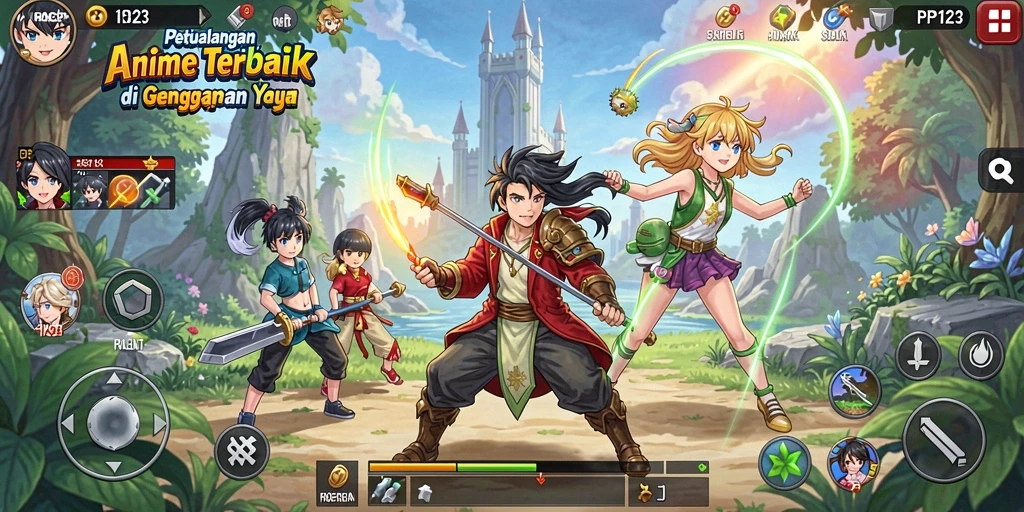 Gameplay menarik PP123 menampilkan karakter anime yang ikonik dan aksi seru.