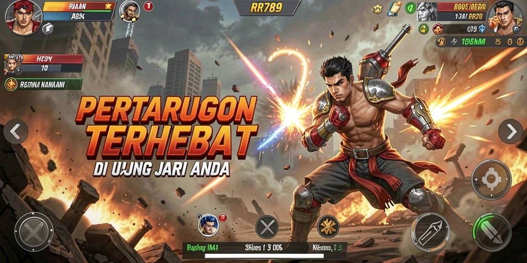 Gameplay RR789 menunjukkan pertarungan seru dan karakter yang beragam.