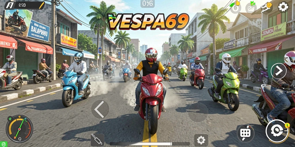 Tampilan gameplay VESPA69 yang mendebarkan dan penuh aksi.